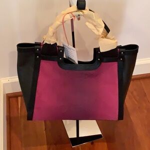NWT Charles Jourdan Blake II Handbag – Fuchsia Python & Black Leather